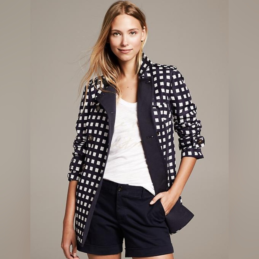 Banana Republic Gingham Preppy Trench